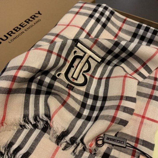 Replica Burberry TB Check Horseferry Cashmere Shawl 70 x 200 Black