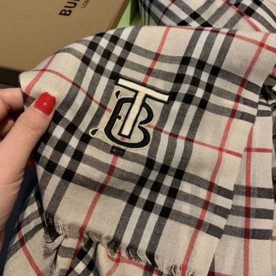 Replica Burberry TB Check Horseferry Cashmere Shawl 70 x 200 Black