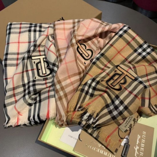 Replica Burberry TB Check Horseferry Cashmere Shawl 70 x 200 Black