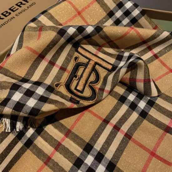 Replica Burberry TB Check Horseferry Cashmere Shawl 70 x 200 Brown
