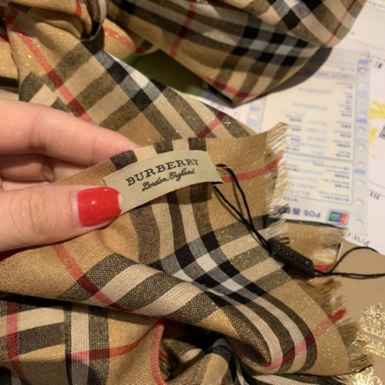 Replica Burberry TB Check Horseferry Cashmere Shawl 70 x 200 Brown