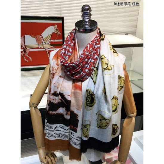 Replica Burberry Oyster Print Cashmere Shawl 110 x 200 Red