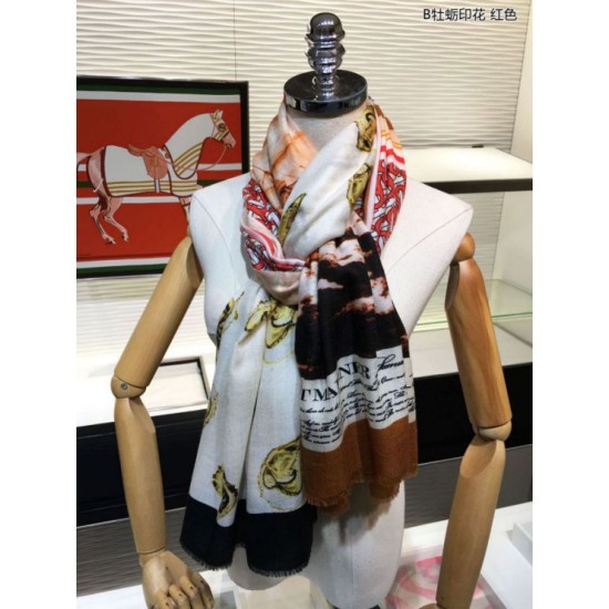 Replica Burberry Oyster Print Cashmere Shawl 110 x 200 Red