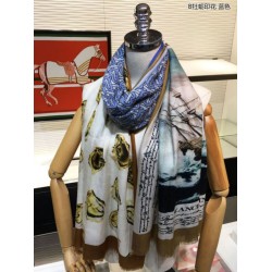 Fake Burberry Oyster Print Cashmere Shawl 110 x 200 Blue Replica