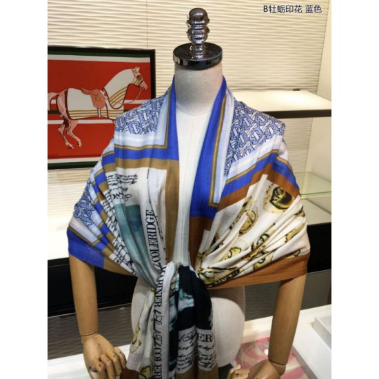 Fake Burberry Oyster Print Cashmere Shawl 110 x 200 Blue Replica