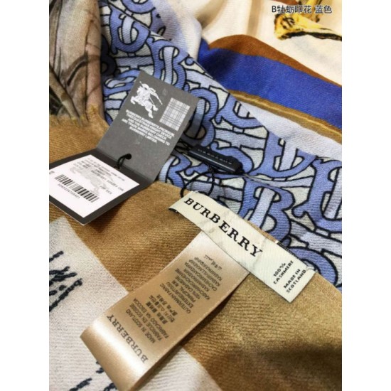 Fake Burberry Oyster Print Cashmere Shawl 110 x 200 Blue Replica