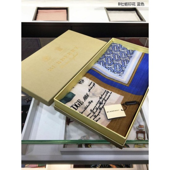 Fake Burberry Oyster Print Cashmere Shawl 110 x 200 Blue Replica
