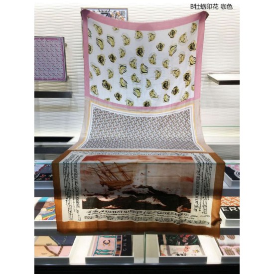Fake Burberry Oyster Print Cashmere Shawl 110 x 200 Coffee Replica
