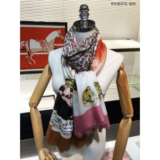 Fake Burberry Oyster Print Cashmere Shawl 110 x 200 Coffee Replica