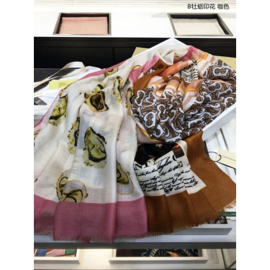 Fake Burberry Oyster Print Cashmere Shawl 110 x 200 Coffee Replica
