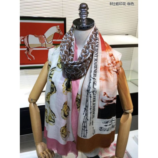 Fake Burberry Oyster Print Cashmere Shawl 110 x 200 Coffee Replica