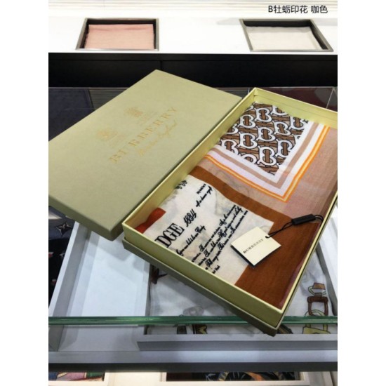Fake Burberry Oyster Print Cashmere Shawl 110 x 200 Coffee Replica