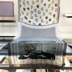Replica Burberry Oyster Print Cashmere Shawl 110 x 200 Black