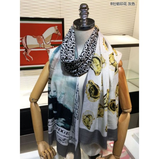 Replica Burberry Oyster Print Cashmere Shawl 110 x 200 Black