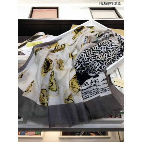 Replica Burberry Oyster Print Cashmere Shawl 110 x 200 Black