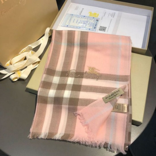 Replica Burberry Classic Check Cashmere Shawl 70 x 220 Pink