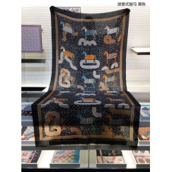 Replica Hermes Pop horse Cashmere Shawl 110 x 200 Black