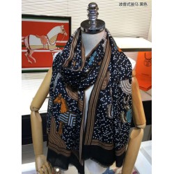 Replica Hermes Pop horse Cashmere Shawl 110 x 200 Black