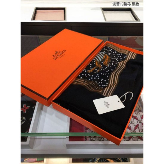 Replica Hermes Pop horse Cashmere Shawl 110 x 200 Black Replica Hermes Pop horse Cashmere Shawl 110 x 200 Black