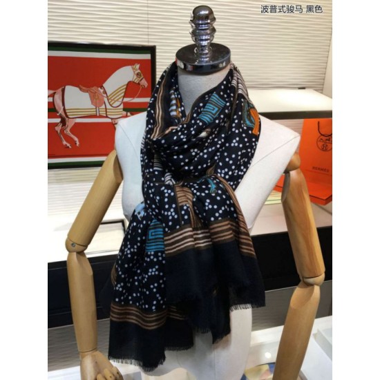 Replica Hermes Pop horse Cashmere Shawl 110 x 200 Black Replica Hermes Pop horse Cashmere Shawl 110 x 200 Black