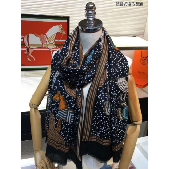 Replica Hermes Pop horse Cashmere Shawl 110 x 200 Black Replica Hermes Pop horse Cashmere Shawl 110 x 200 Black