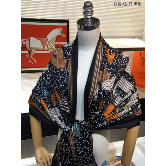 Replica Hermes Pop horse Cashmere Shawl 110 x 200 Black Replica Hermes Pop horse Cashmere Shawl 110 x 200 Black