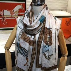 Replica Hermes Pop horse Cashmere Shawl 110 x 200 White