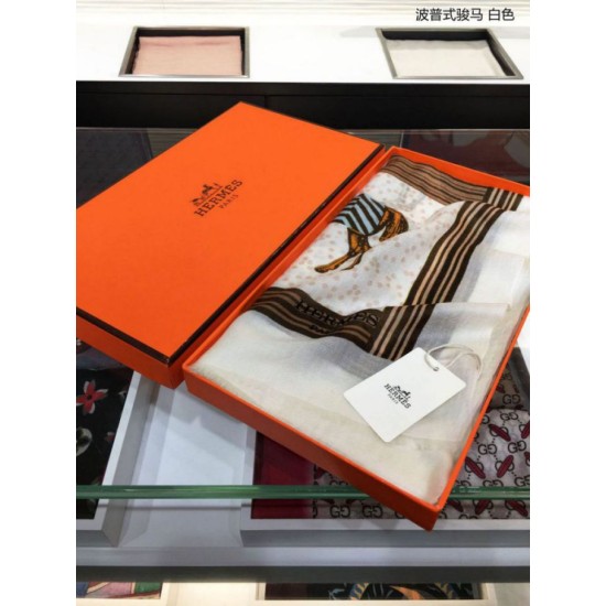 Replica Hermes Pop horse Cashmere Shawl 110 x 200 White Replica Hermes Pop horse Cashmere Shawl 110 x 200 White
