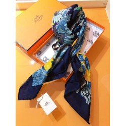 Fake Hermes Landscape Cashmere Silk Shawl 140 Blue Replica
