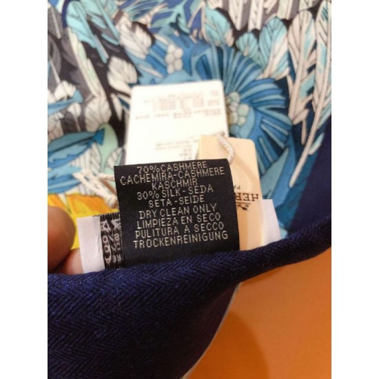 Fake Hermes Landscape Cashmere Silk Shawl 140 Blue Replica