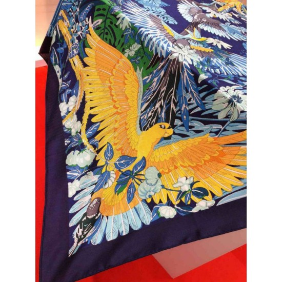 Fake Hermes Landscape Cashmere Silk Shawl 140 Blue Replica