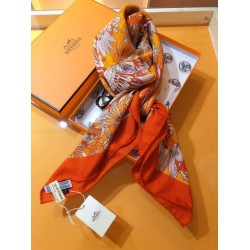 Replica Hermes Landscape Cashmere Silk Shawl 140 Orange