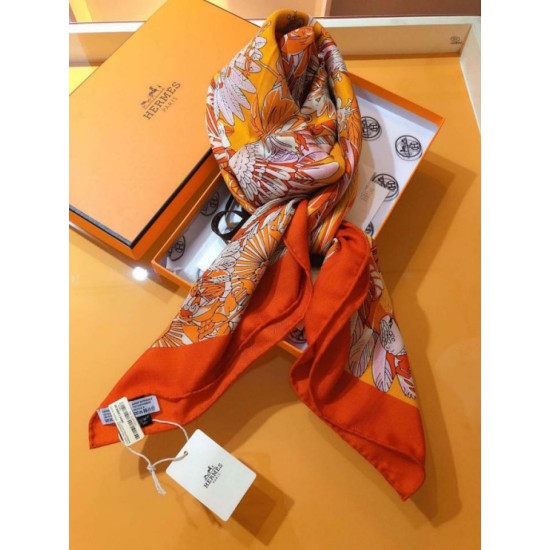 Replica Hermes Landscape Cashmere Silk Shawl 140 Orange