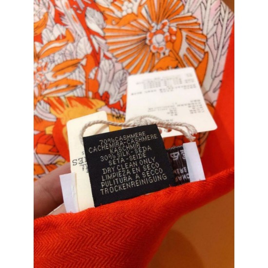 Replica Hermes Landscape Cashmere Silk Shawl 140 Orange