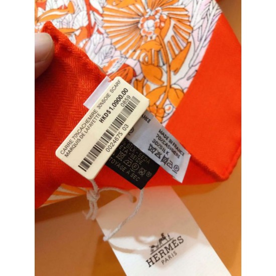 Replica Hermes Landscape Cashmere Silk Shawl 140 Orange