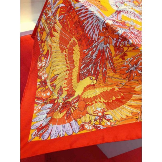 Replica Hermes Landscape Cashmere Silk Shawl 140 Orange