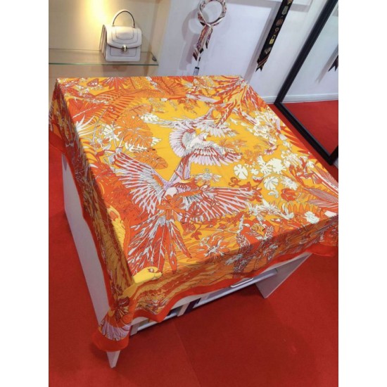 Replica Hermes Landscape Cashmere Silk Shawl 140 Orange