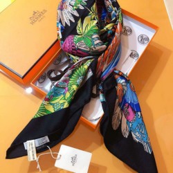 Replica Hermes Landscape Cashmere Silk Shawl 140 Black