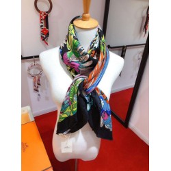 Replica Hermes Landscape Cashmere Silk Shawl 140 Black