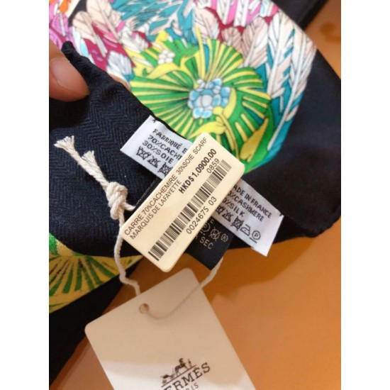 Replica Hermes Landscape Cashmere Silk Shawl 140 Black
