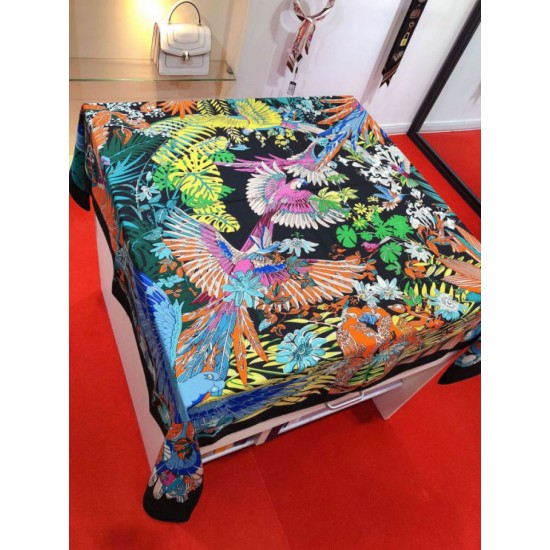 Replica Hermes Landscape Cashmere Silk Shawl 140 Black