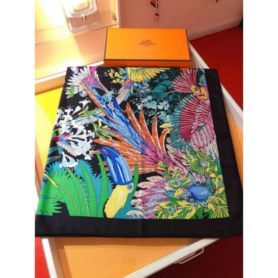 Replica Hermes Landscape Cashmere Silk Shawl 140 Black
