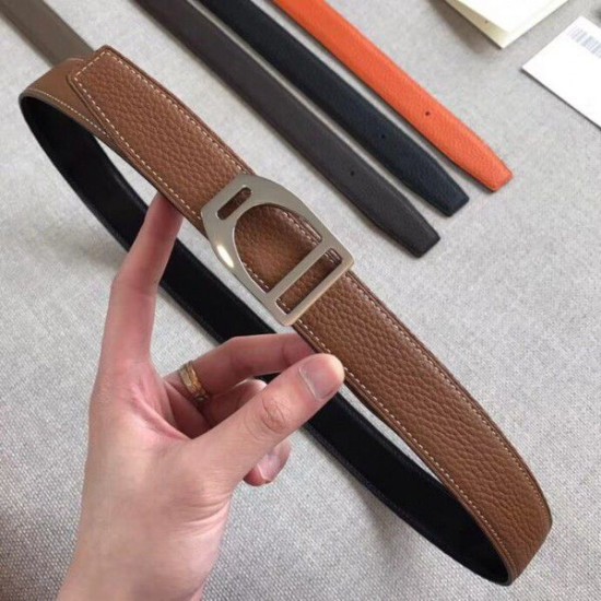 Replica Hermes Etrier Buckle Belt Brown Clemence 32 MM Strap