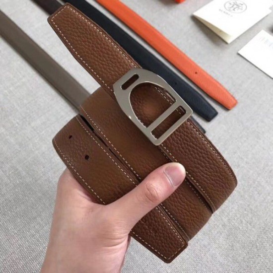 Replica Hermes Etrier Buckle Belt Brown Clemence 32 MM Strap