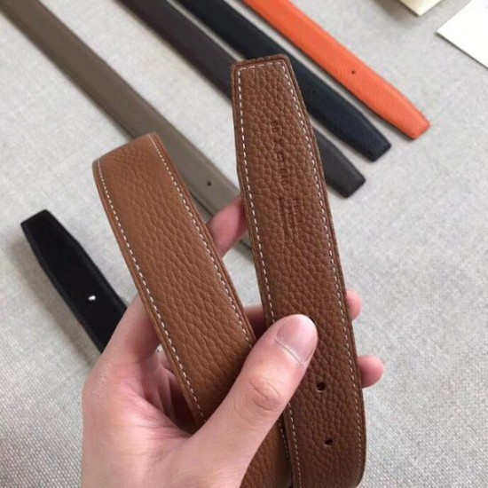 Replica Hermes Etrier Buckle Belt Brown Clemence 32 MM Strap