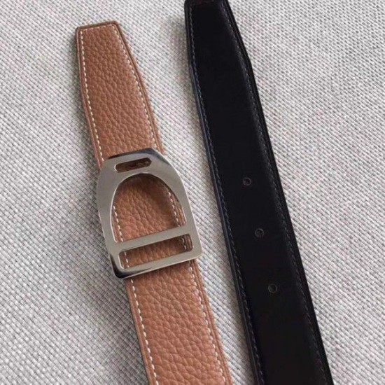 Replica Hermes Etrier Buckle Belt Brown Clemence 32 MM Strap