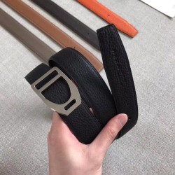 Replica Hermes Etrier Buckle Belt Black Clemence 32 MM Strap