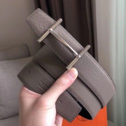 Replica Hermes H d&amp;#039;Ancre Reversible Belt Grey/Noir Leather