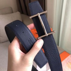 Replica Hermes H d&amp;#039;Ancre Reversible Belt Sapphire/Ardoise Leather