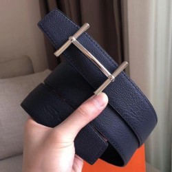 Replica Hermes H d&amp;#039;Ancre Reversible Belt Sapphire/Ardoise Leather